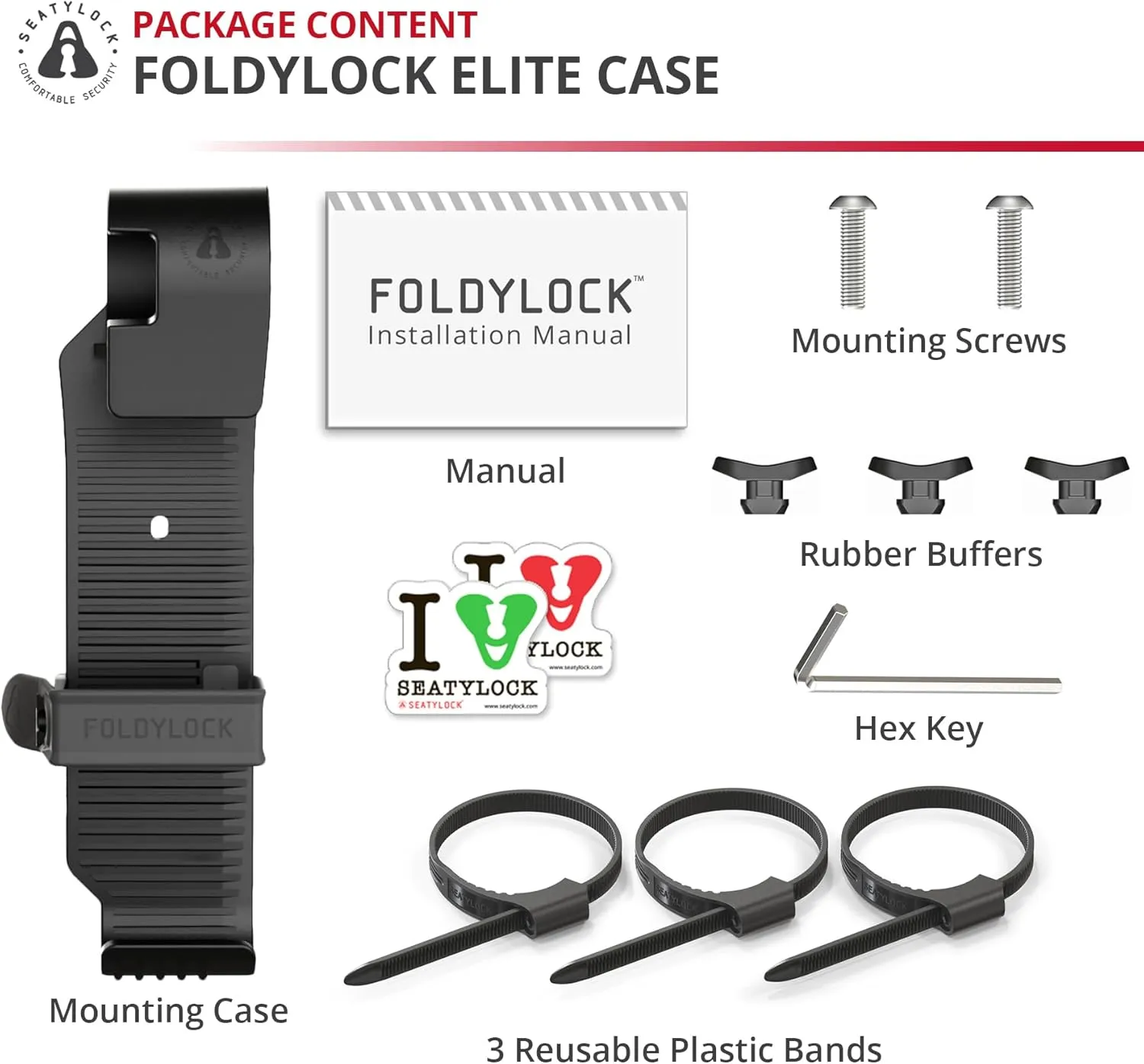 Seatylock FoldyLock Elite Bike Lock Mount Carrying Case - Ultra Lightweight Mounting Bracket Case for FoldyLock Elite Folding Bike Lock - Portable Secure Bicycle Attachment Accessory