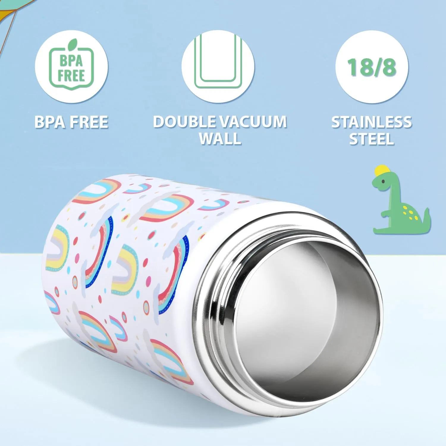 SENDESTAR Metal Insulated Water Bottle - 12oz/18oz BPA-FREE 18/8 Stainless Steel Travel Tumbler Double Wall Vacuum Leak Proof Kids Cup with Straw for Kids, School Boys Girls