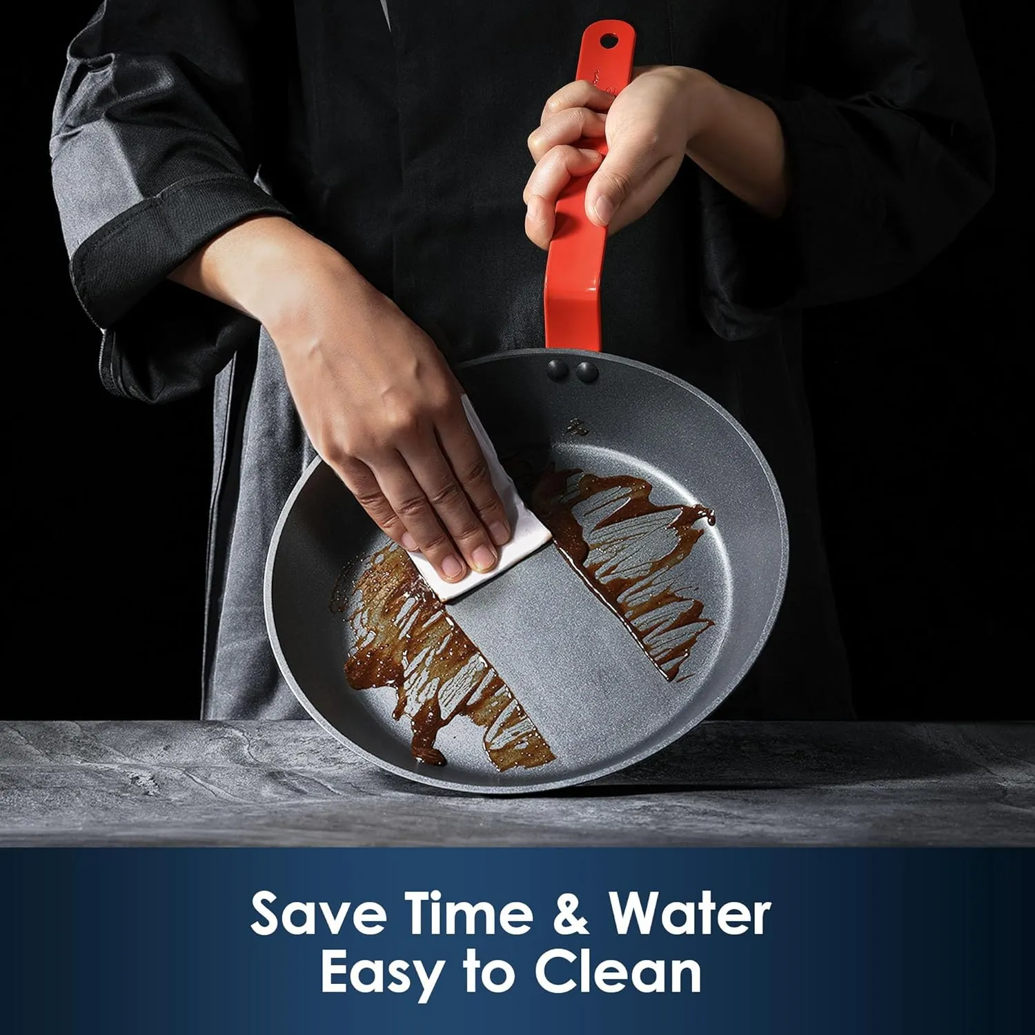 SENSARTE Nonstick Frying Pan Set 2-Piece, Oven Safe Skillets with Swiss Coating, Induction Compatible Chef Pan Set, Dishwasher Safe Cooking Pans, Anodized Frying Pans, PFOA Free, 8 and 10 Inch