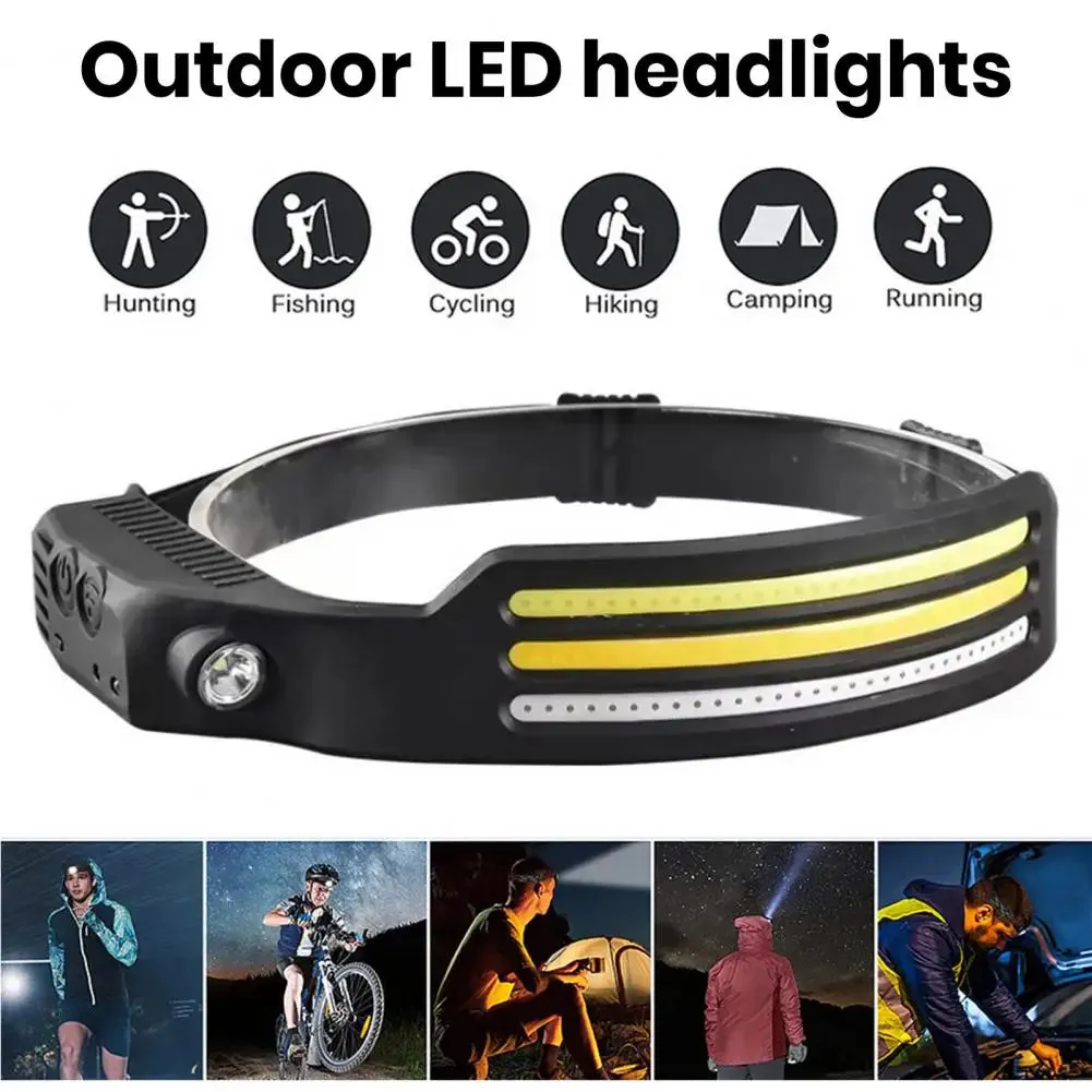 Sensor LED Headlamp High Brightness Multiple Lighting Modes Waterproof USB Rechargeable Headlight LED Torch