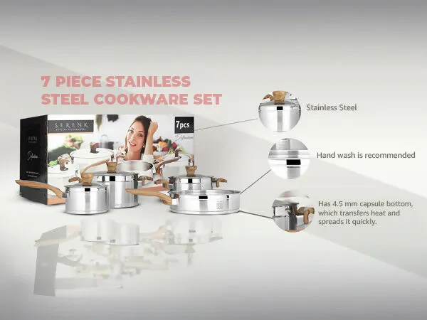 Serenk Definition Stainless Steel 7 Pieces Cookware Set
