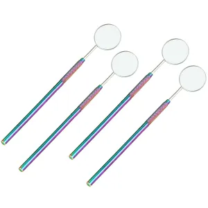 Set of 4 Rainbow color Eyelash Extension Mirror Makeup Detachable Mirrors Dental Mirror Stainless Steel Beauty Tools Mirror Inspection Mirror Dental Tool Inspect Instrument for Observing Small Details