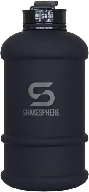 SHAKESPHERE Large Sports Water Bottle - 1.3L / 44oz - BPA-Free, Durable Hydration Jug, Black - Ideal for Fitness, Outdoor Activities, Biking, Camping & Kids (Mattte Black)