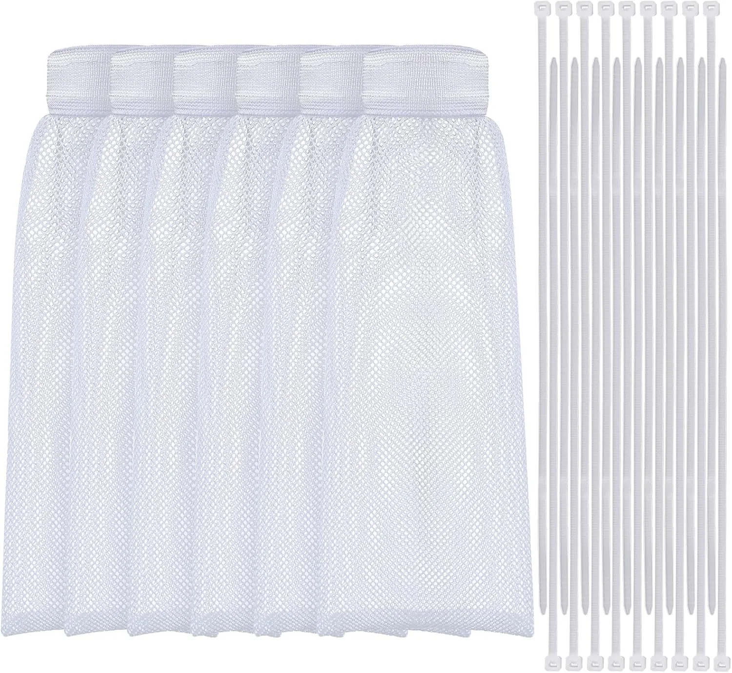 Shappy 24 Pieces Washing Machine Lint Traps and Cable Ties Set 6 Nylon Mesh Lint Trap for Discharge Hoses and 18 Cable Ties Fits Most Washing Machines(White)