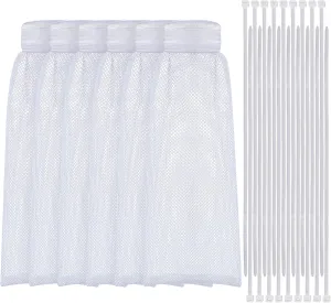 Shappy 24 Pieces Washing Machine Lint Traps and Cable Ties Set 6 Nylon Mesh Lint Trap for Discharge Hoses and 18 Cable Ties Fits Most Washing Machines(White)