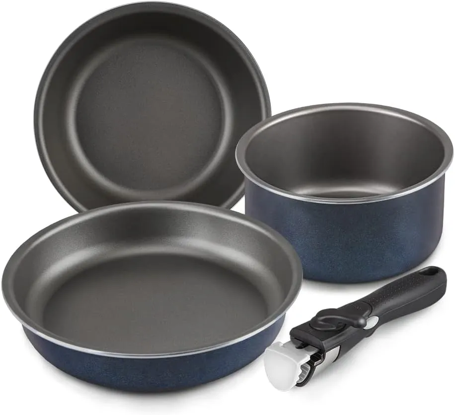 SHINEURI Camping Pans with Remoavable Handle (2qt /8inch /9.5inch pans   1 removable handle)