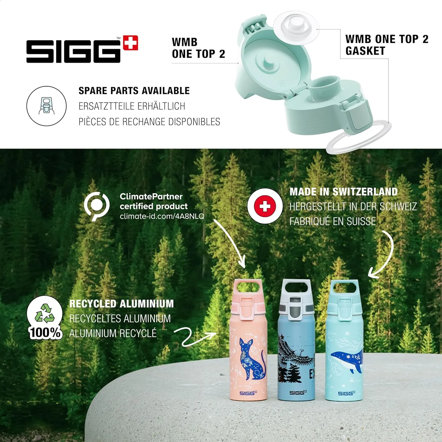 SIGG - Aluminium Water Bottle for Children - WMB ONE Simba & Nala - Lion King - Carbonated - Leak-Proof - Feather-Light - BPA-Free - Climate Neutral Certified - Sports & School - White - 0.6 L