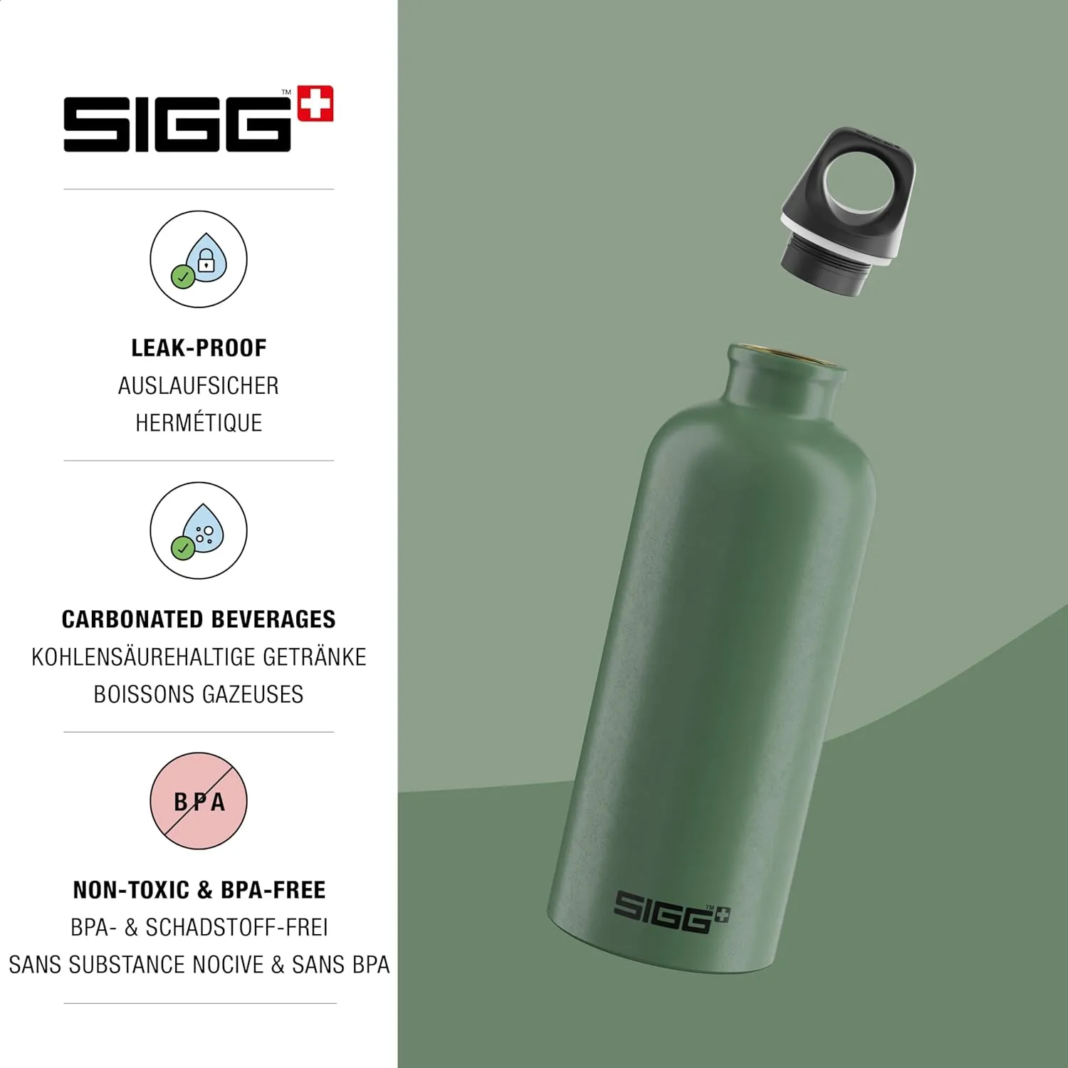 SIGG - Recycled Metal Water Bottle - Traveller - Made in Switzerland - Carbonated Drinks - BPA-Free - 20 Oz
