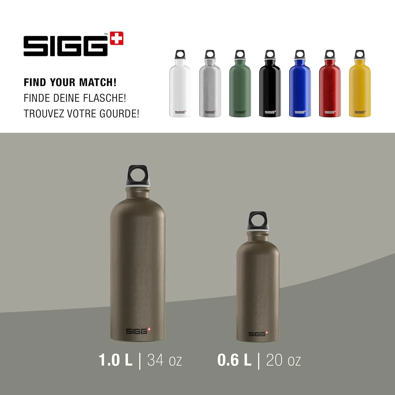 SIGG - Recycled Metal Water Bottle - Traveller - Made in Switzerland - Carbonated Drinks - BPA-Free - 20 Oz