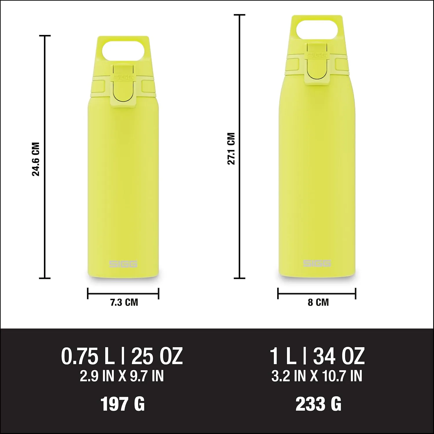 SIGG - Reusable Water Bottle - Shield ONE Ultra Lemon - Leakproof - Recyclable - BPA Free - Yellow - 34 Oz