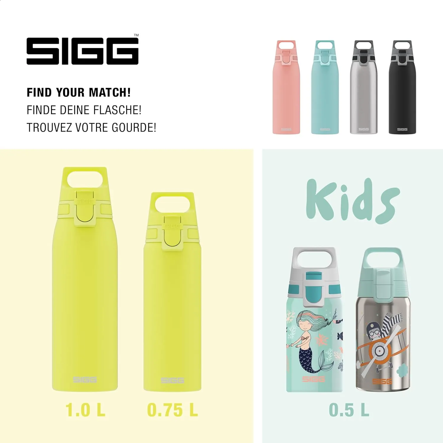 SIGG - Reusable Water Bottle - Shield ONE Ultra Lemon - Leakproof - Recyclable - BPA Free - Yellow - 34 Oz
