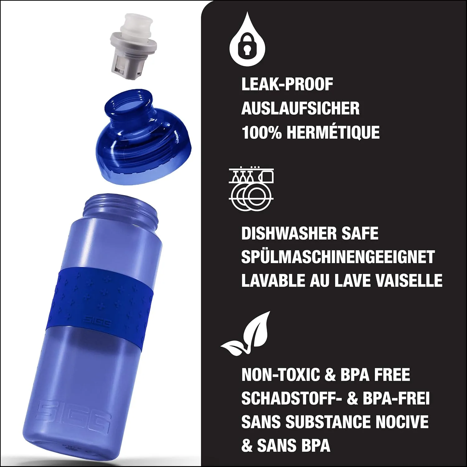 SIGG - Sports Water Bottle - Hero Blue - Squeezable - Leakproof - Lightweight - Dishwasher Safe - BPA Free - 20 Oz