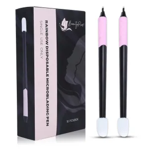 Signature Microblading Disposable Pen with Pigment Sponge - Microblading Supplies - Microblading Disposable Tools - Eyebrow Supplies Kit - Pack of 10 (14F 0.16mm Curve)