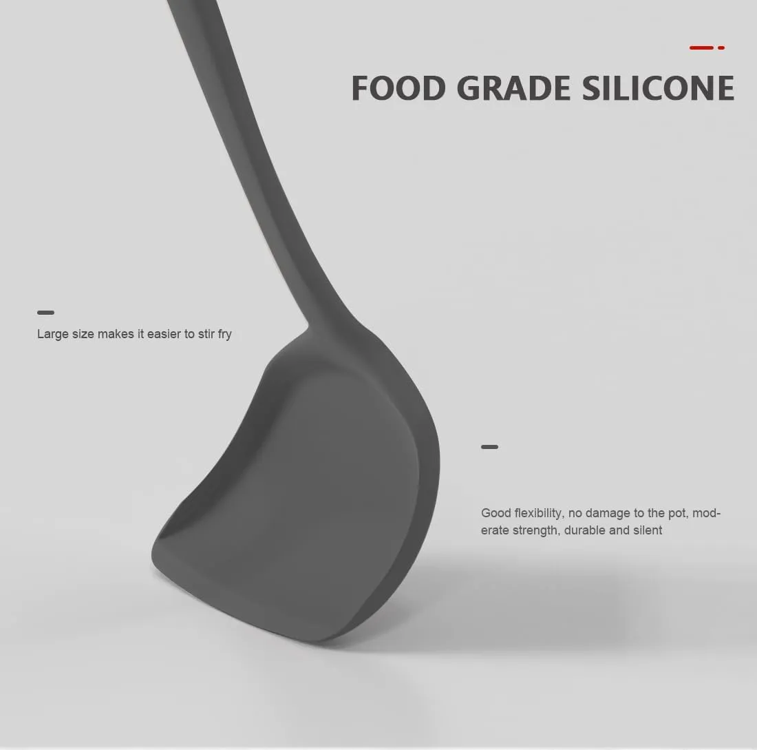 Silicone Cooking Utensils Set - 446°F Heat Resistant Kitchen Utensils,Spatula Sets,Turner Tongs,Spoon,Kitchen Utensil Gadgets Tools Set for Nonstick Cookware,Dishwasher Safe BPA Free (Grey)