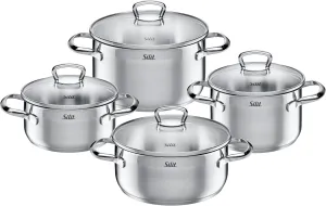 Silit 2109273608 Toskana Glass Lid Pot Set, Silver, 4-Piece