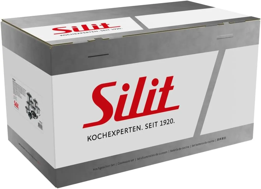 Silit Alicante 10-Piece Induction Cooking Pot Set with Glass Lid, Polished Stainless Steel, Induction Pots Set, Uncoated, Transparent, Silver