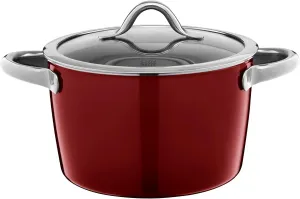 Silit Vitaliano Rosso Cooking Pot Height 22 cm Glass Lid Stewing Pot 4.7 litres Silargan Functional Ceramic Induction Pot Dark Red