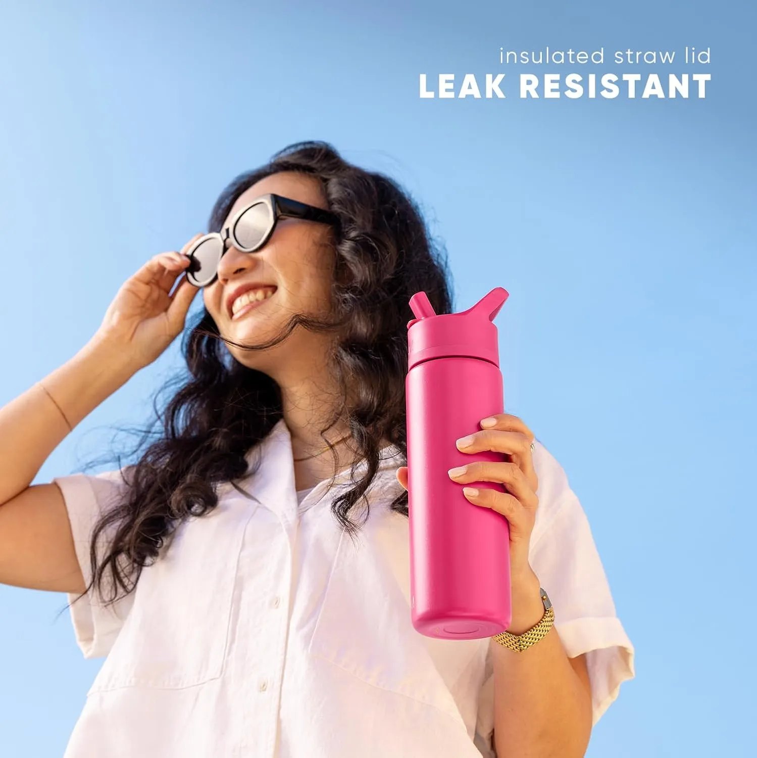 Simple Modern Water Bottle with Straw Lid Vacuum Insulated Stainless Steel Metal Thermos Bottles | Reusable Leak Proof BPA-Free Flask for School | Summit Collection | 18oz, Blush