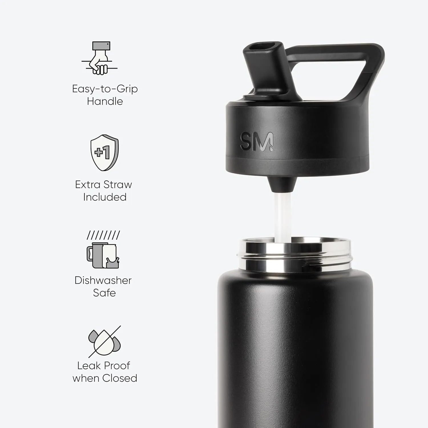 Simple Modern Water Bottle with Straw Lid Vacuum Insulated Stainless Steel Metal Thermos Bottles | Reusable Leak Proof BPA-Free Flask for School | Summit Collection | 18oz, Blush