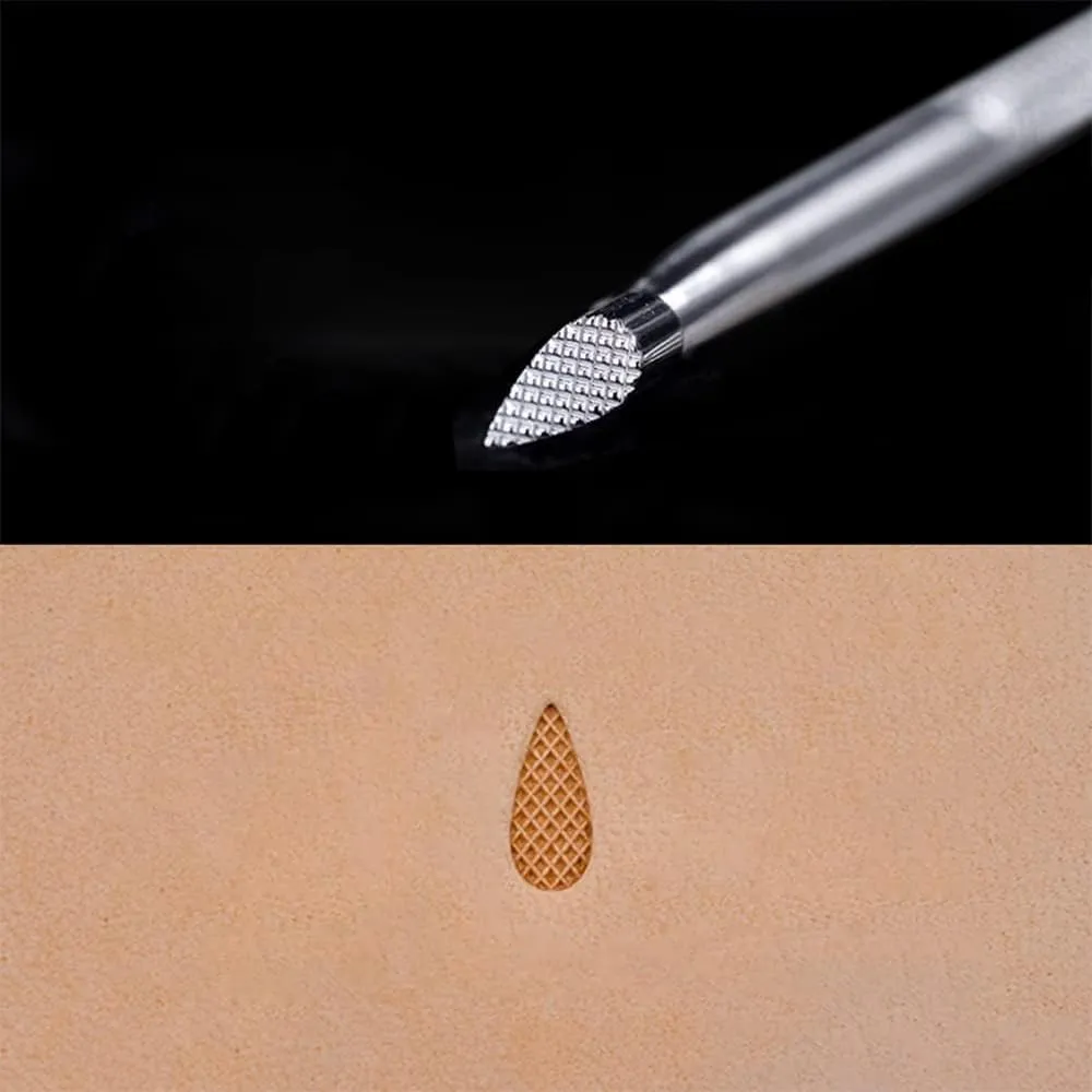 Singring Leather Stamping Tools Checkered Background Stamps 304 Stainless Steel Professional DIY LeatherCrafts Mesh Pattern Carving Tool (L)