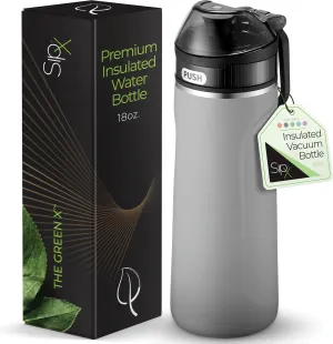 SipX™ Triple-Insulated Stainless Steel Water Bottle - 18oz. With Straw Lid, BPA-Free Reusable Insulated Water Bottle Keeps Cold For 12 Hours, Metal Water Bottle Made Of Sustainable Material For Hiking