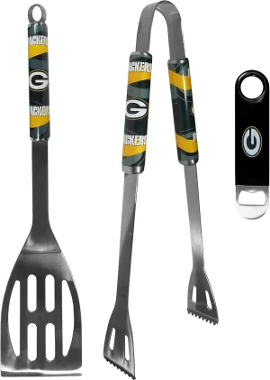Siskiyou Sports NFL Green Bay Packers Unisex 2 pc BBQ Set and Bottle Opener, Team Colors, One Size