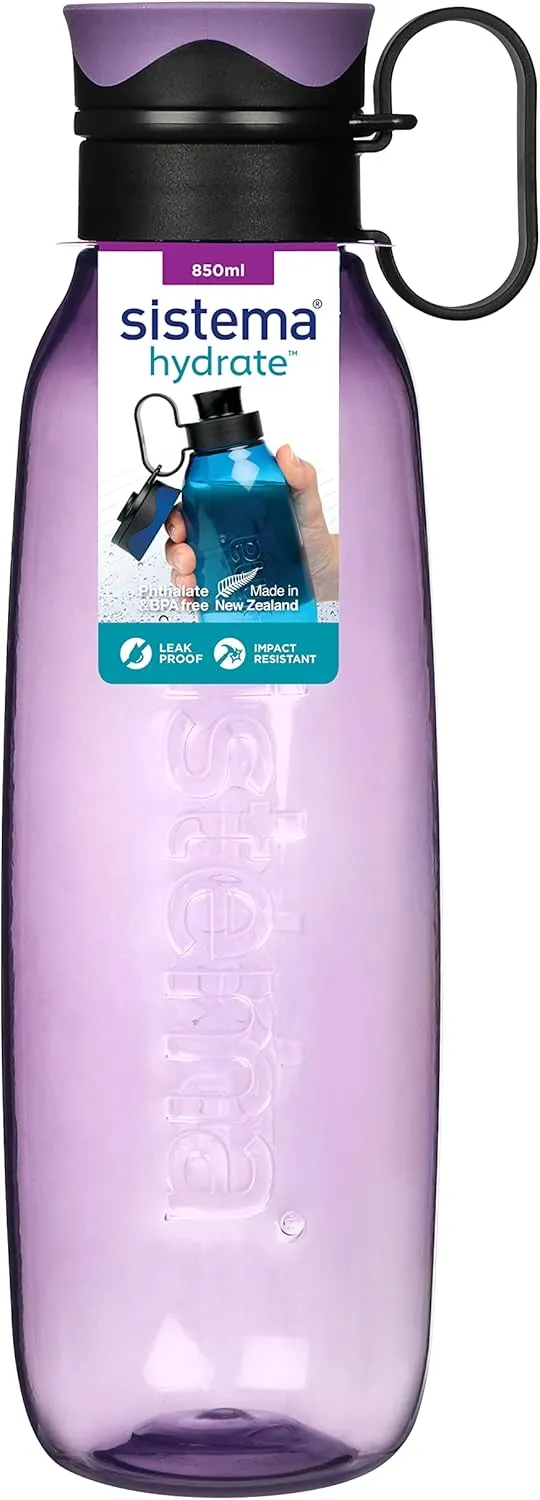 Sistema Traverse Water Bottle | 850 ml Leak-Proof Water Bottle with Screw-Top Lid | BPA Free | Assorted Colours