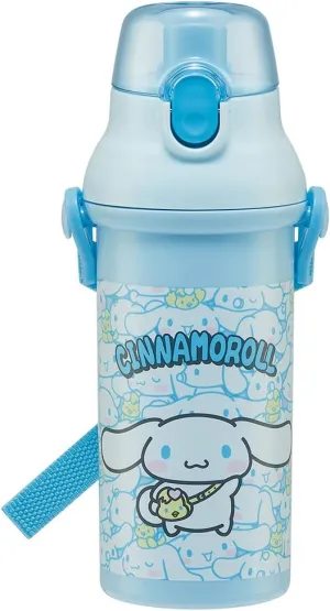 Skater Cinnamoroll Water Bottle with Adjustable Strap, Blue, 16.23oz - Adorable Friends Design - Leak-Proof, BPA-Free