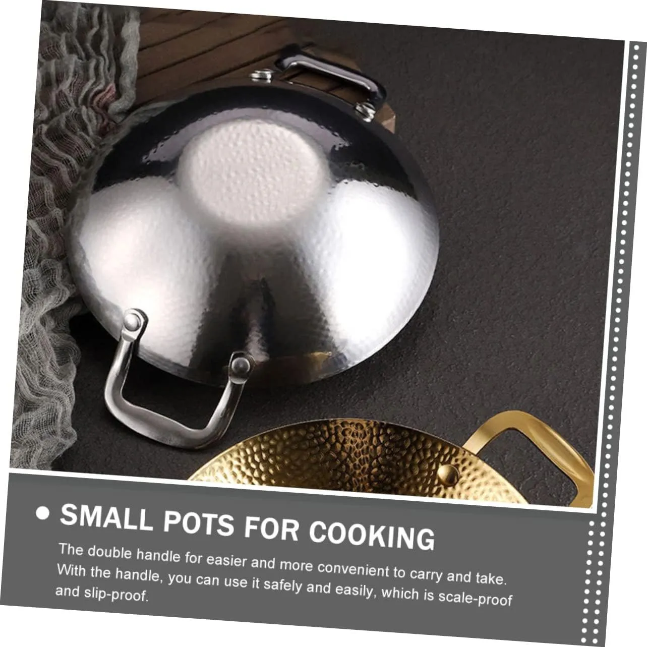 Small Cooking Pot Korean Cookware Hammered Griddle Pan Dutch Oven Pot Lid