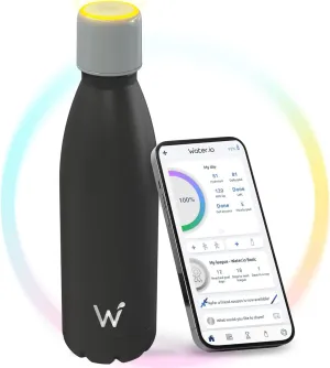 Smart Water Bottle - Stay Motivated to Drink More, Track Water Intake with Color Changing LED Reminder & Bluetooth Free App. Insulated Stainless Steel, BPA-Free 17oz.