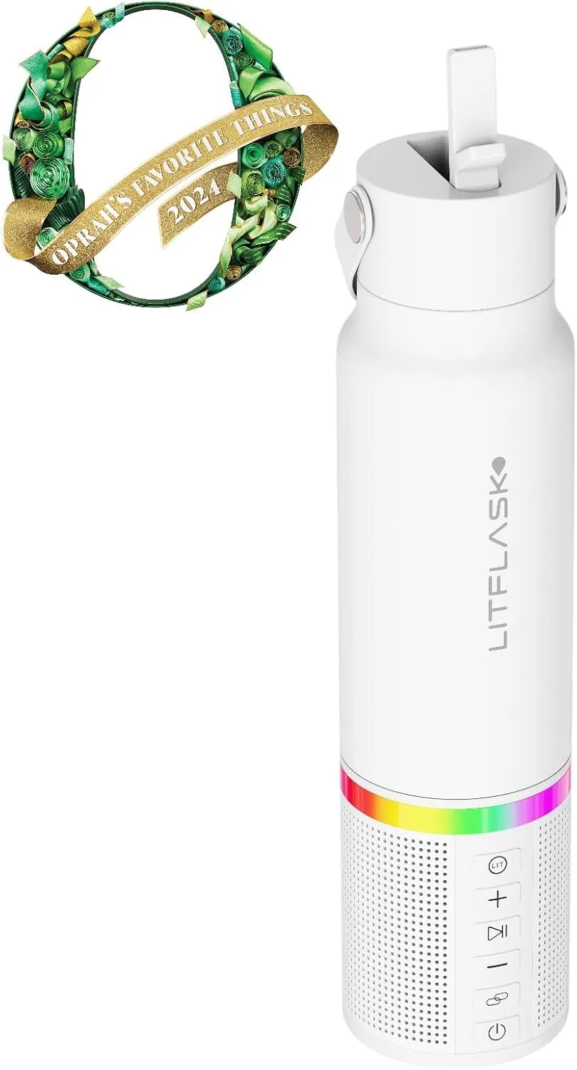 Smart Water Bottle with Premium Bluetooth Speaker, Portable Charger, LED Light, Stainless Steel, Mix & Match Colors, 20oz - Oprah's Favorite Things 2024