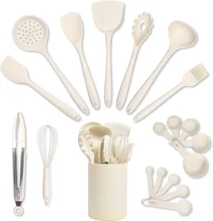 Smirly Silicone Kitchen Utensils Set with Holder: Silicone Cooking Utensils Set for Nonstick Cookware, Kitchen Tools Set, Silicone Utensils for Cooking Set, Kitchen Set for Home Kitchen