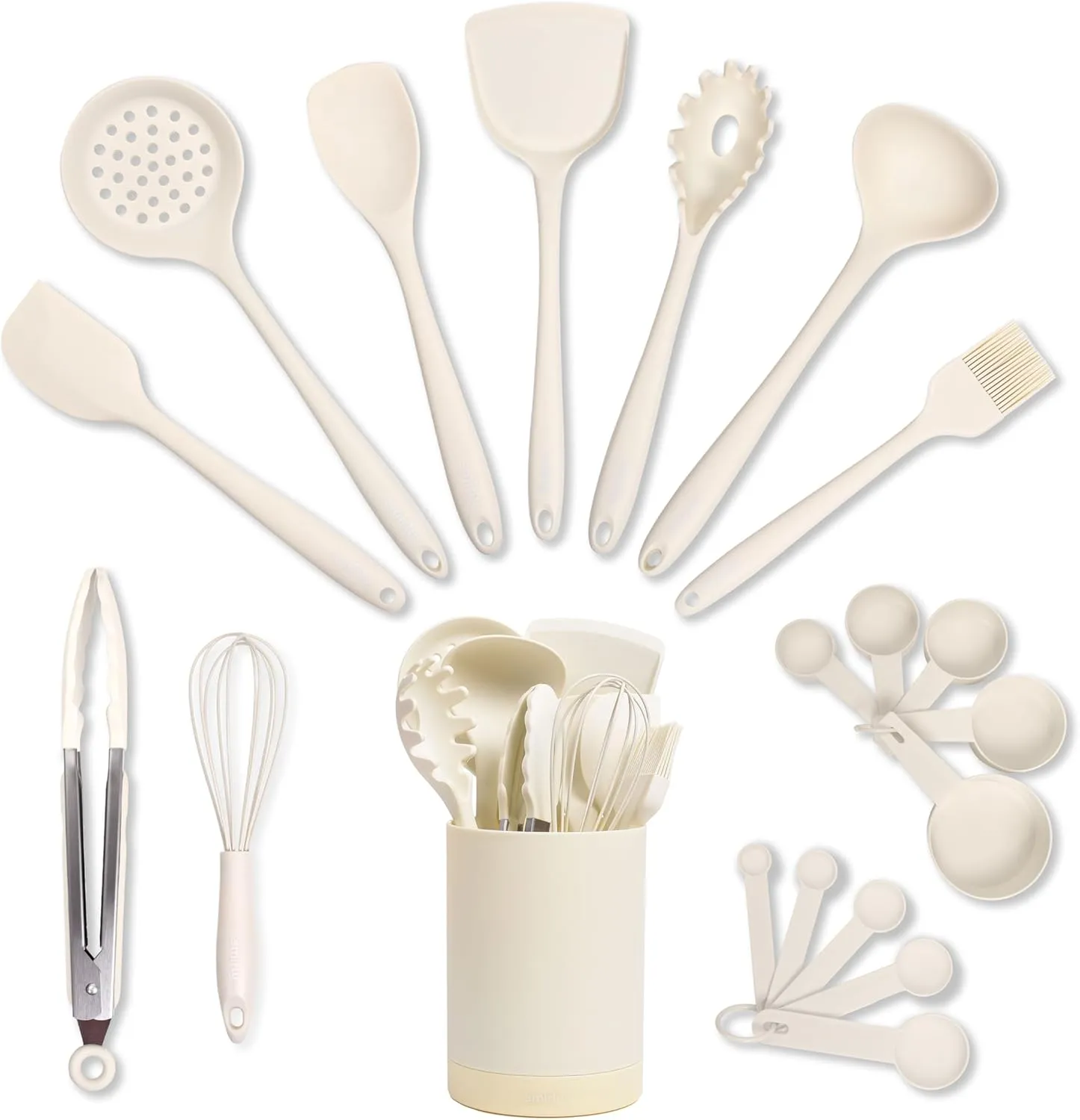 Smirly Silicone Kitchen Utensils Set with Holder: Silicone Cooking Utensils Set for Nonstick Cookware, Kitchen Tools Set, Silicone Utensils for Cooking Set, Kitchen Set for Home Kitchen