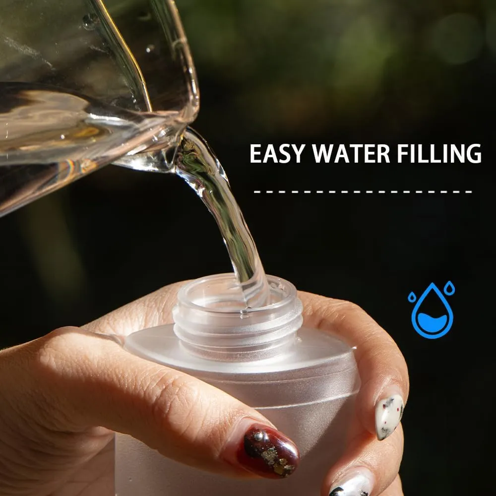 Soft Flasks Running Water Flask Folding Soft Water Bottles Small for Outdoor Sports Hiking Hydration Pack 5oz/8oz/17oz(WHITE,17oz Straw)