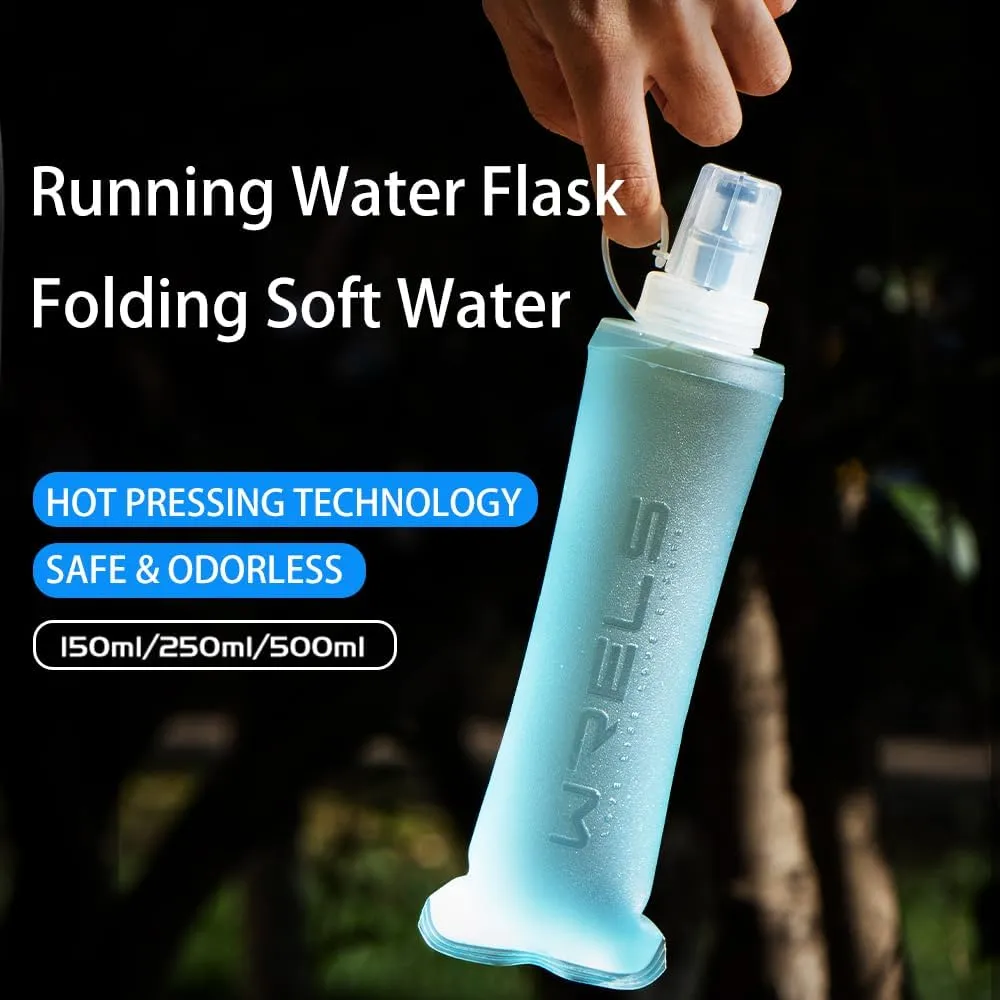 Soft Flasks Running Water Flask Folding Soft Water Bottles Small for Outdoor Sports Hiking Hydration Pack 5oz/8oz/17oz(WHITE,17oz Straw)