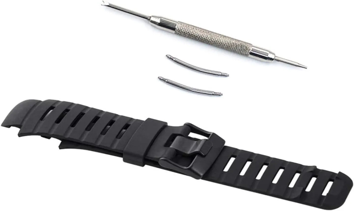 Soft Rubber Wrist Strap with Tools Watch Accessories 22 mm Black Rubber Watch Band for Suunto X-Lander Paragraph Smart Watch