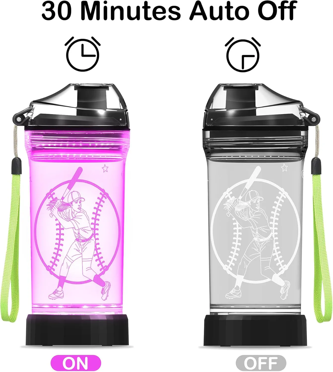 Softball Gifts for Girls,Light Up Kids Water Bottle,Softball Accessories for Girls Sport Cup with 3D Glowing LED Light - 14 OZ Tritan BPA-Free - Gifts for School, Camping, and Holidays