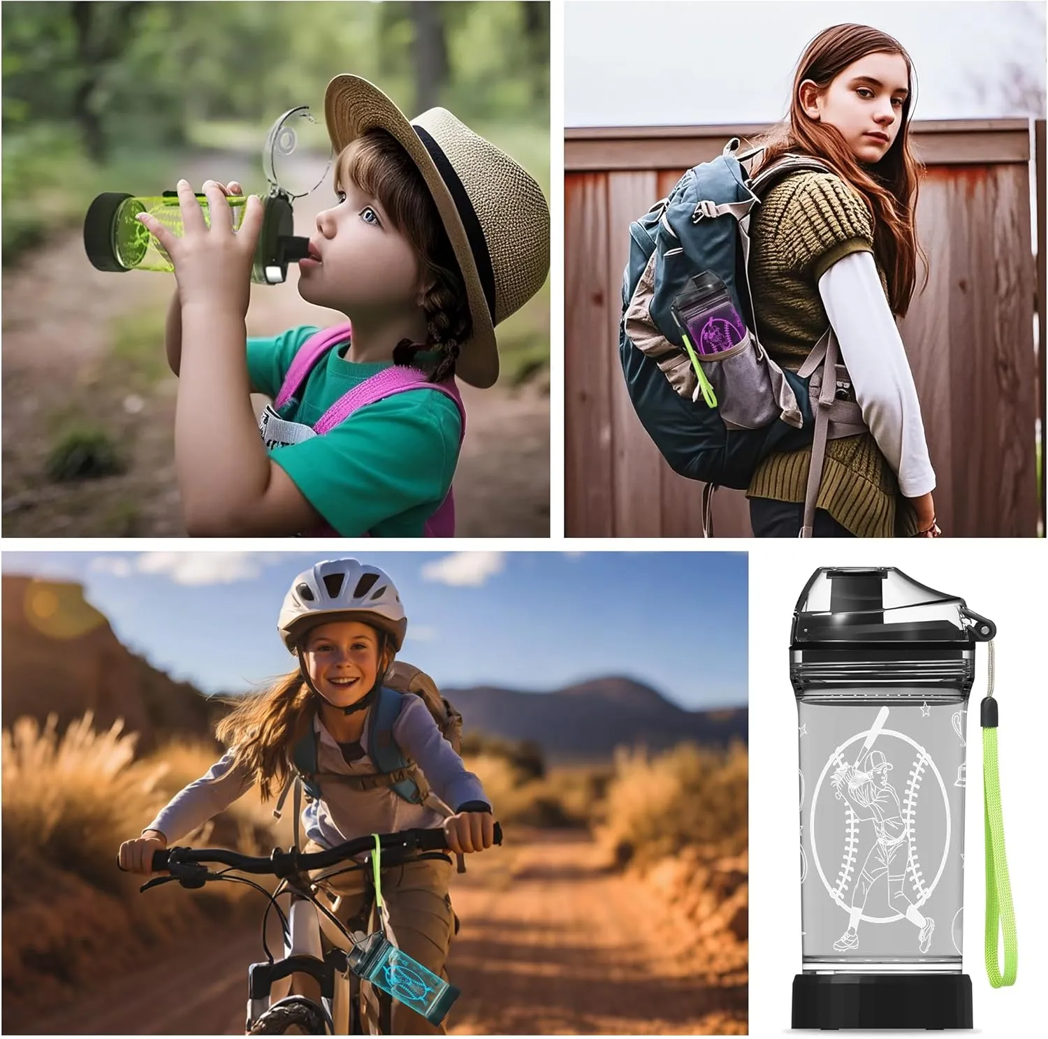 Softball Gifts for Girls,Light Up Kids Water Bottle,Softball Accessories for Girls Sport Cup with 3D Glowing LED Light - 14 OZ Tritan BPA-Free - Gifts for School, Camping, and Holidays