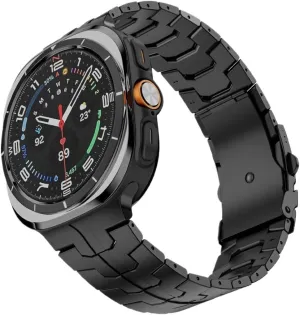 Solid Stainless Steel Curved End Strap For Samsung Galaxy Watch7 Ultra 47mm Business Men Metal Bracelet