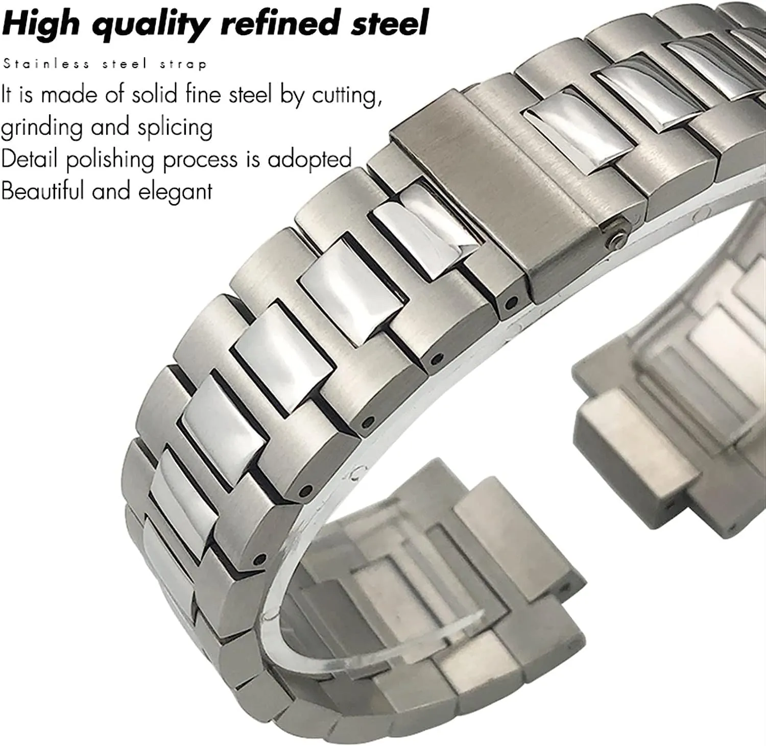 Solid Stainless Steel Watchband for Patek Philippe Nautilus 5711 5726 Silver Metal Watch Strap