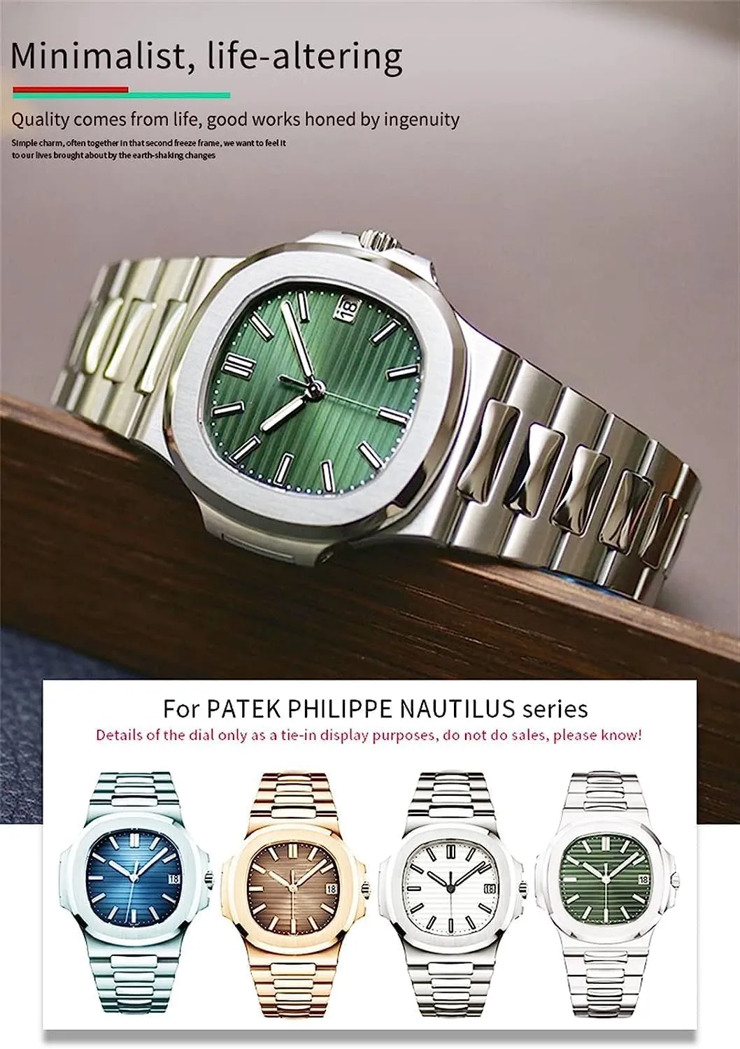 Solid Stainless Steel Watchband for Patek Philippe Nautilus 5711 5726 Silver Metal Watch Strap