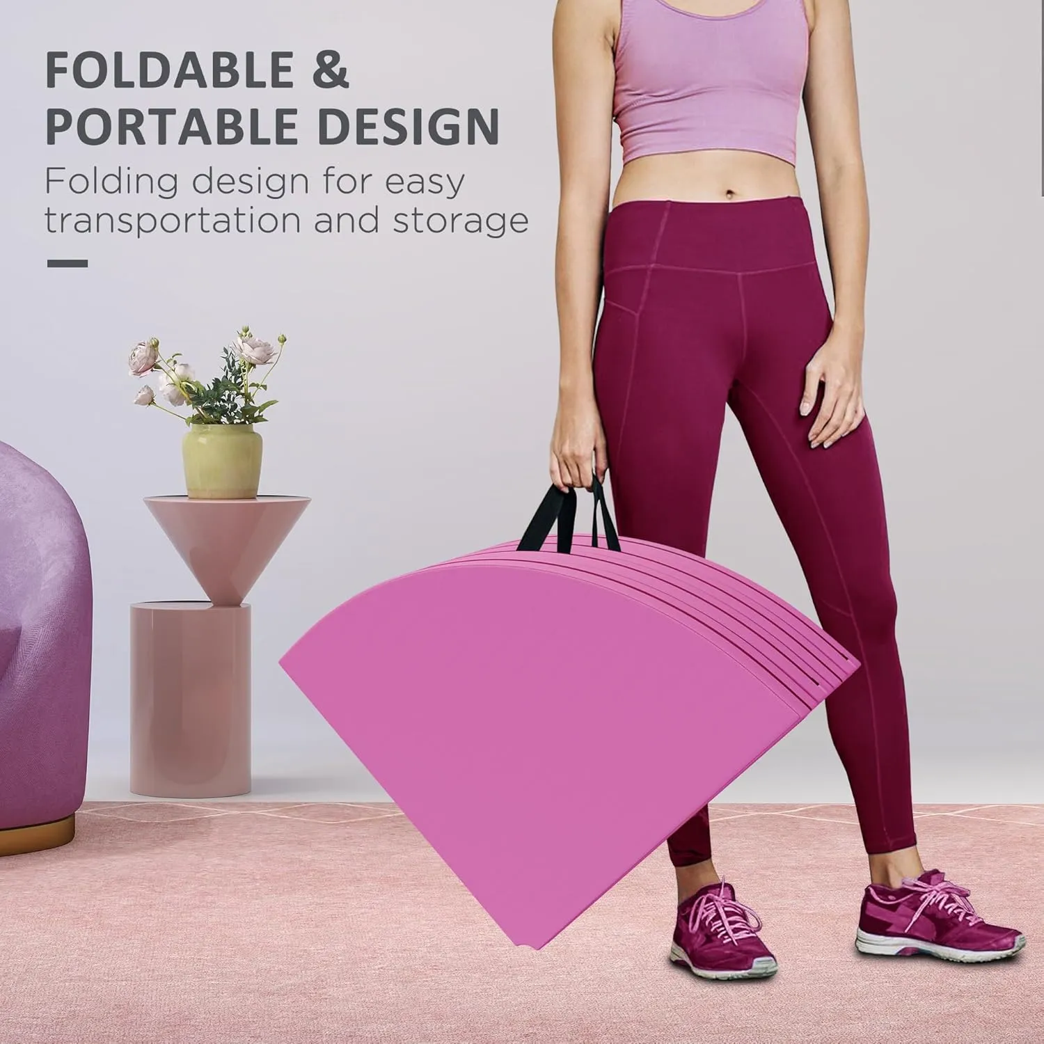 Soozier Pole Dance Crash Mat, 5ft Wide Foldable Pole Padding Crash Pad with Carrying Handles and 3.5" Thick EPE Foam for Dance Training and Exercise