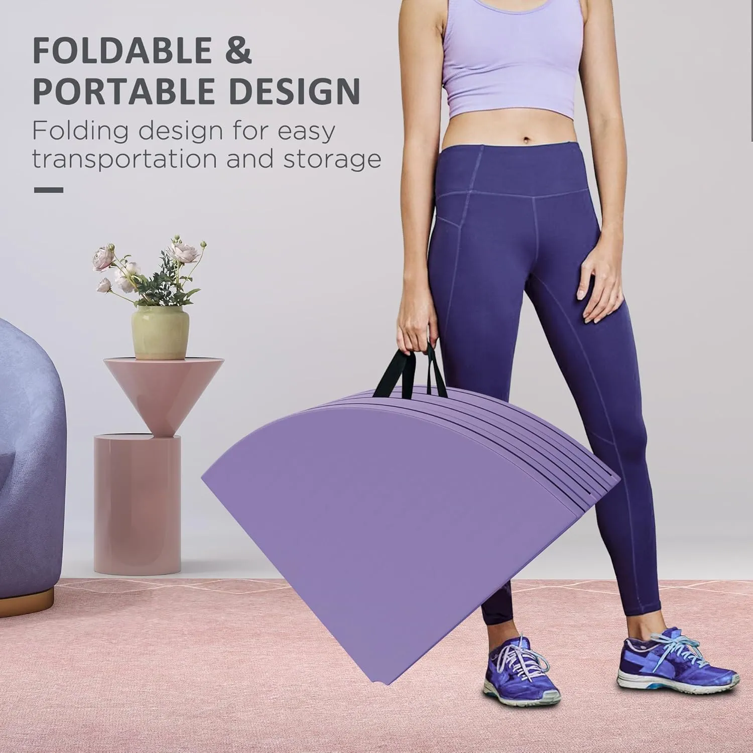 Soozier Pole Dance Crash Mat, 5ft Wide Foldable Pole Padding Crash Pad with Carrying Handles and 3.5" Thick EPE Foam for Dance Training and Exercise