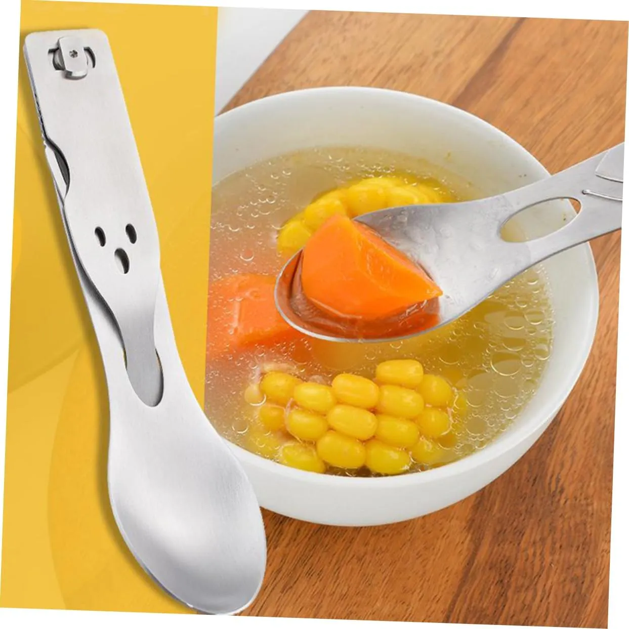 Sosoport 2pcs 3 1 Cutlery Combination Tool Fork Spoon Camping Silverware Set Meal Tool Utensil Sets for Lunch Outdoor Utensil