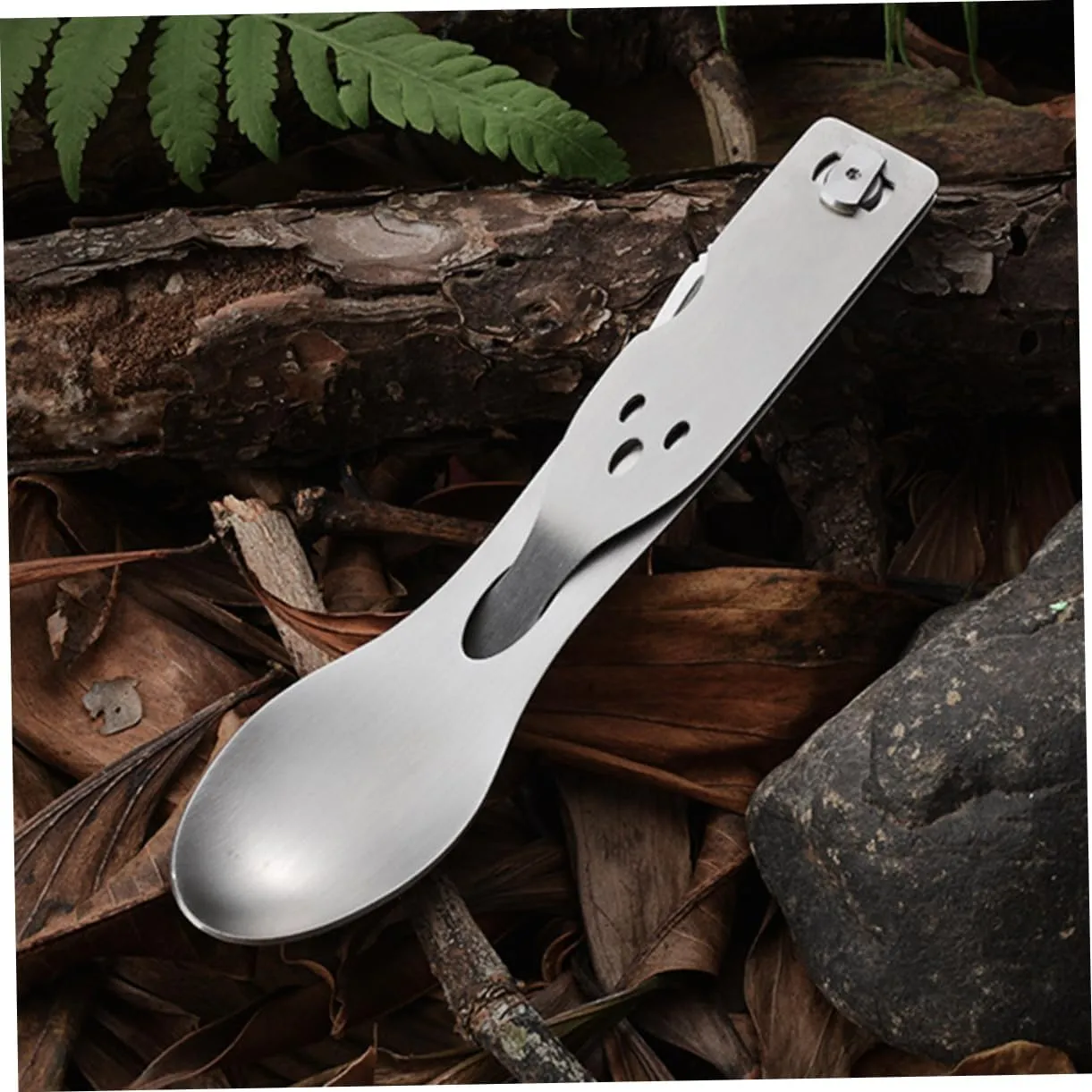 Sosoport 2pcs 3 1 Cutlery Combination Tool Fork Spoon Camping Silverware Set Meal Tool Utensil Sets for Lunch Outdoor Utensil