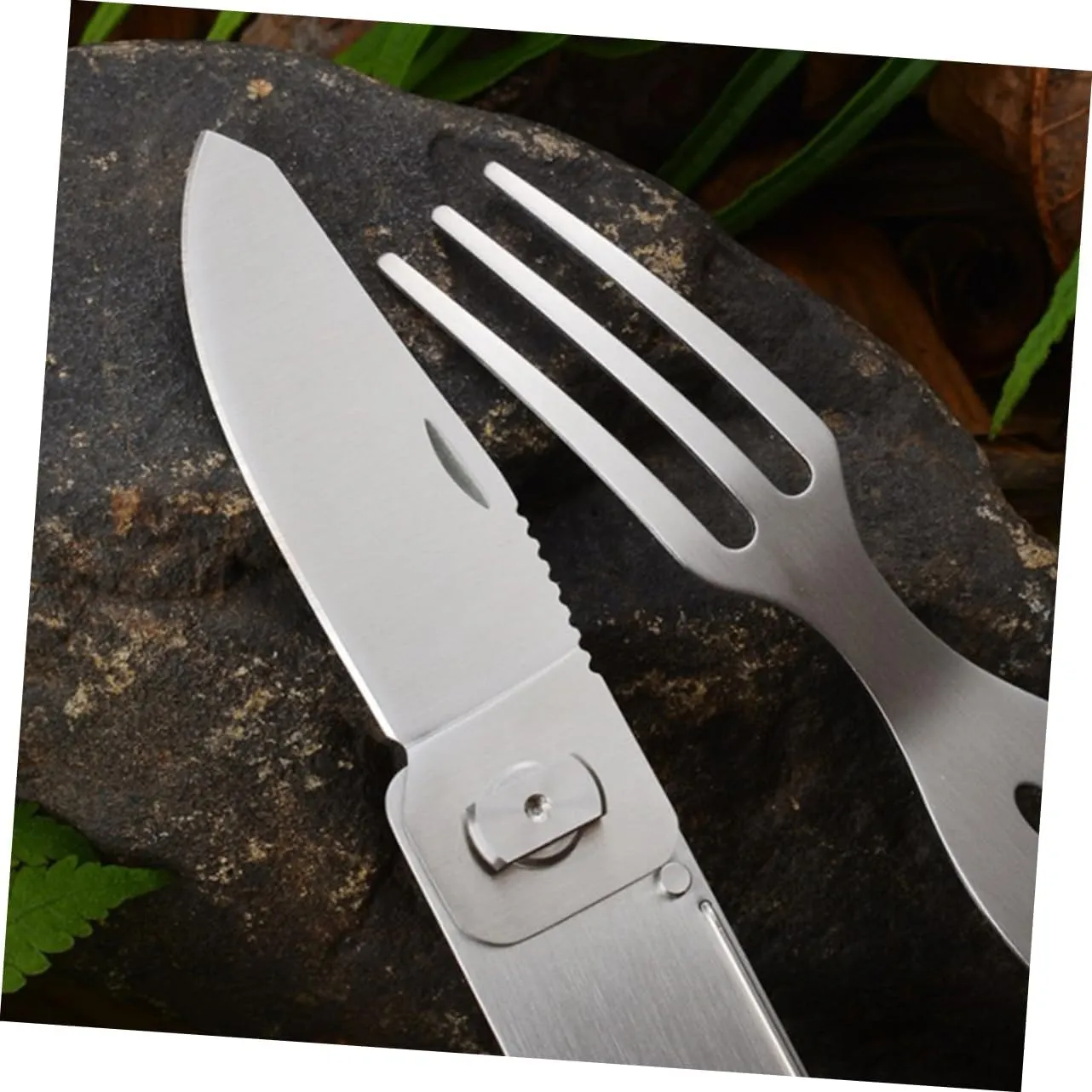 Sosoport 2pcs 3 1 Cutlery Combination Tool Fork Spoon Camping Silverware Set Meal Tool Utensil Sets for Lunch Outdoor Utensil