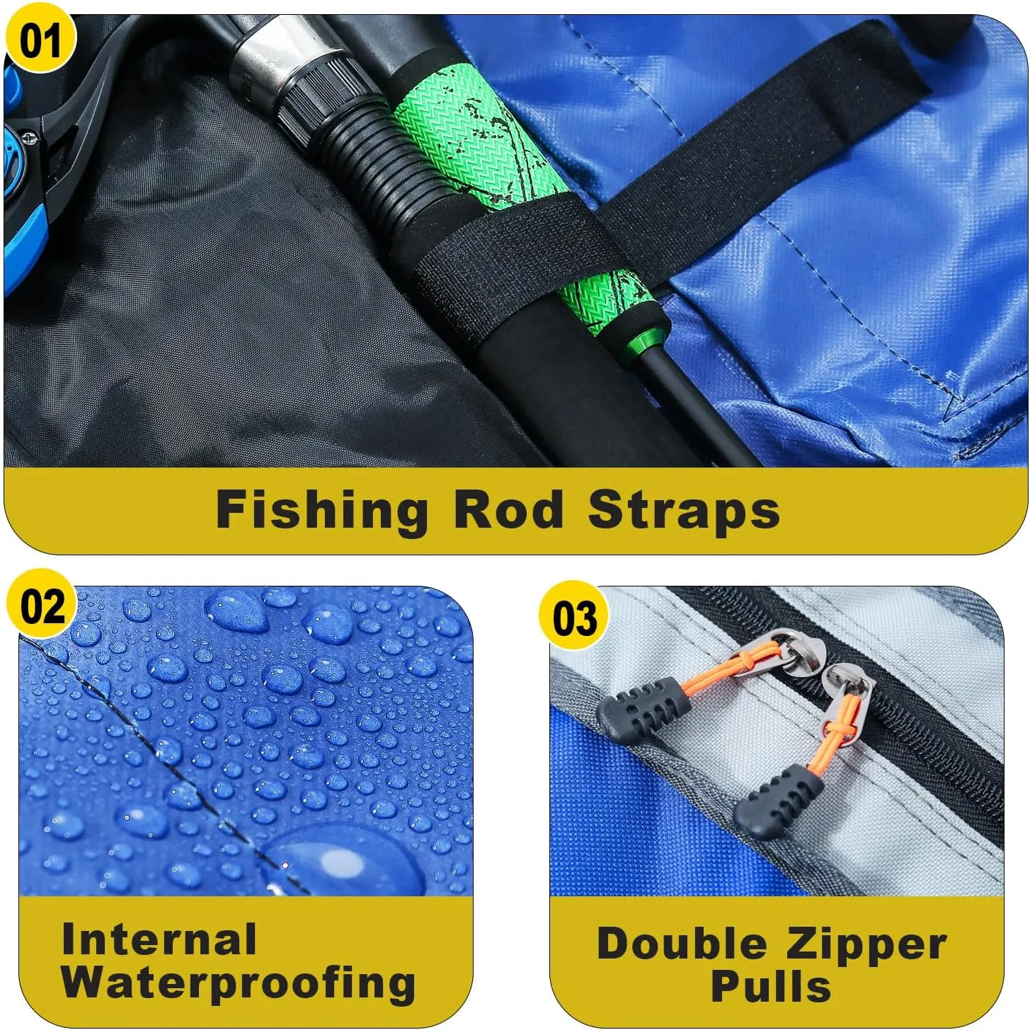 Sougayilang Fishing Rod Bag - 3 Layer Organizer Case for Travel - 170cm/69in