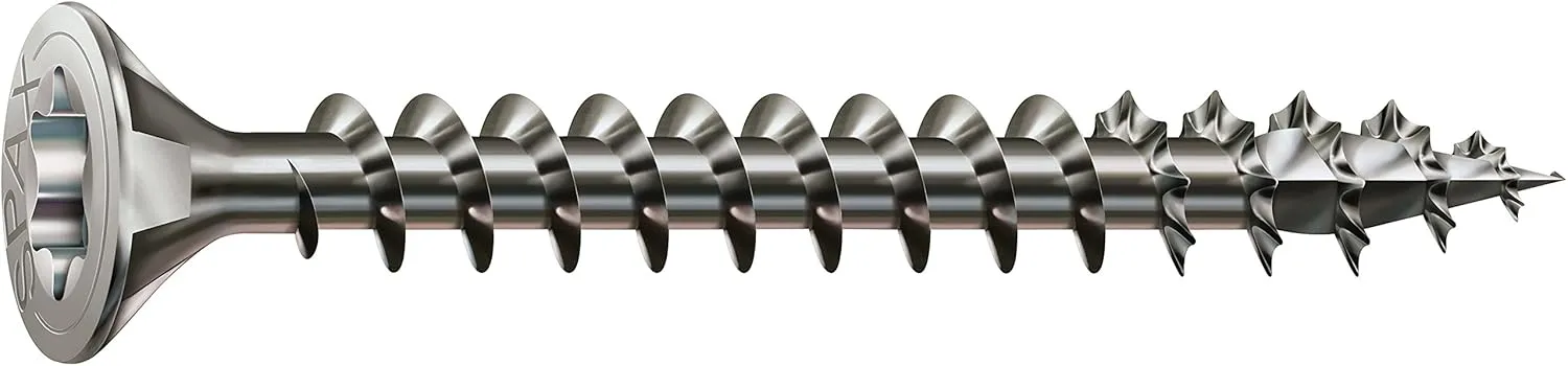 Spax 4CUT 1197000350163 Universal Screw, Countersunk T-Star Plus Fully Threaded, Stainless Steel Rust-Free A2, 1.4567, 1197000400303