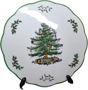 Spode Christmas Tree Round Trivet - 9" Heat Resistant Trivet for Hot Dishes, Pans - Holiday Kitchen Counter Tabletop Protector - Cheese Plate Platter