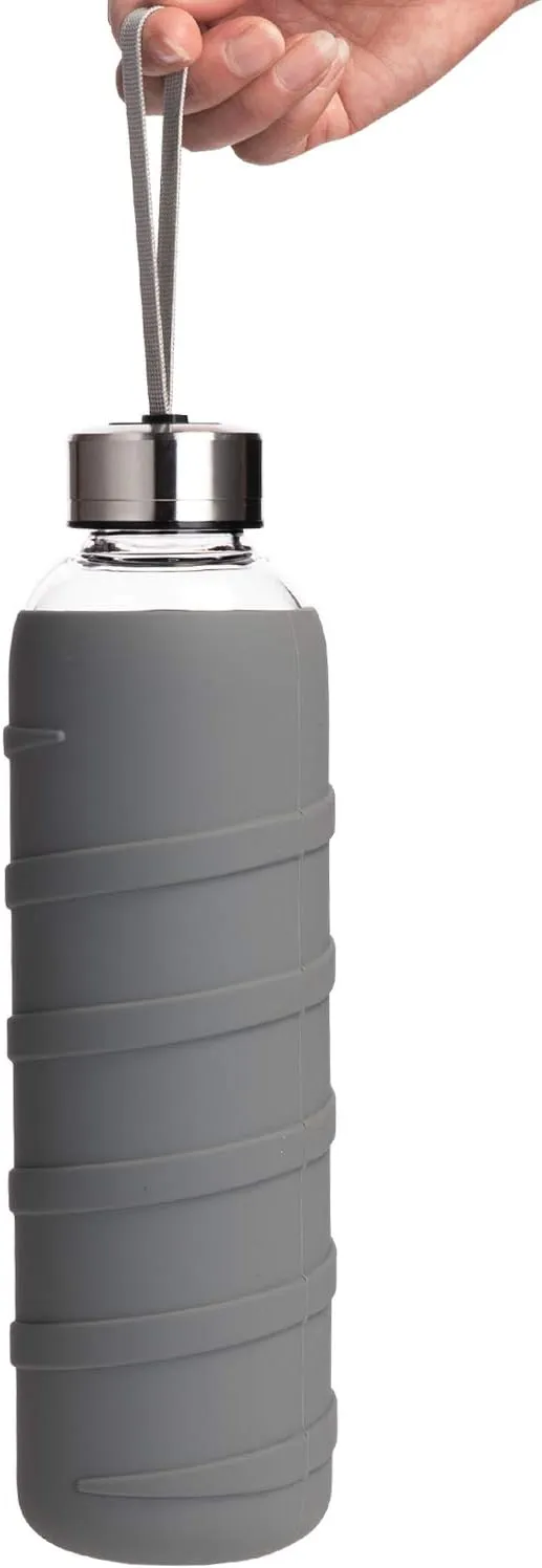 Sports Glass Water Bottle with Silicone Sleeve 16 oz / 32 oz